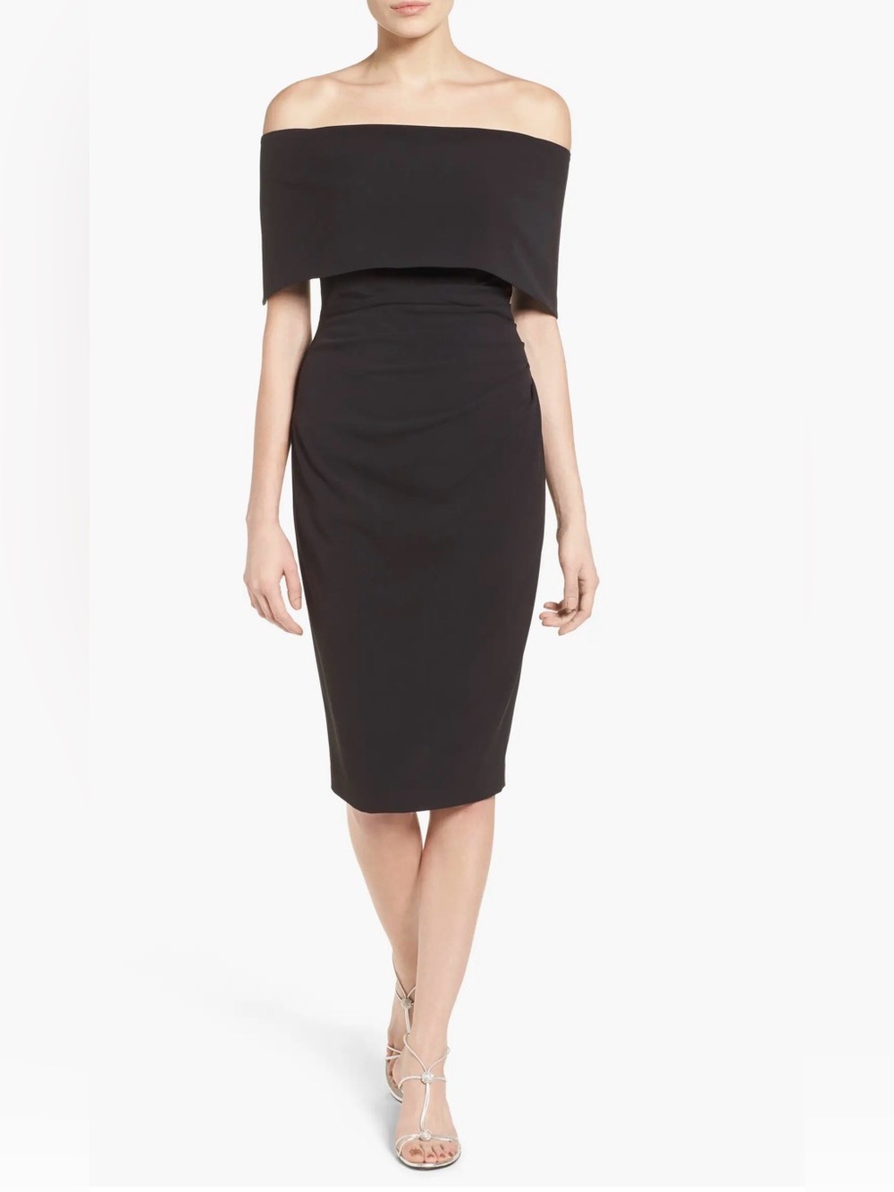 Vince Camuto Off-the-Shoulder Black Ruched Classic Cocktail Dress Size 16